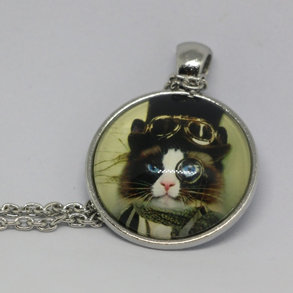 Jewelry - Steampunk Cat Pendant Necklace